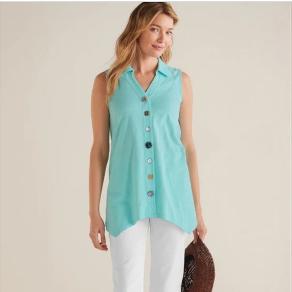 Soft Surroundings Danielle Tunic Top Uneven Hem XS 
Three Quarter Sleeve